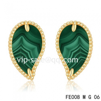 Fake Van Cleef & Arpels Sweet Alhambra Leaf Yellow Earrings,Malachite